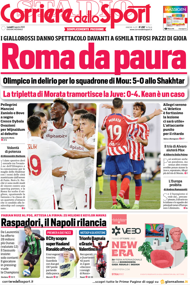 Le Prime Pagine Sportive Internazionali – 28 novembre