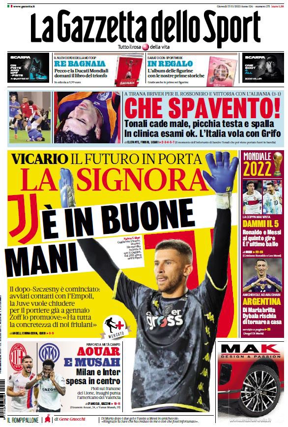 Le Prime Pagine Sportive Internazionali – 28 novembre