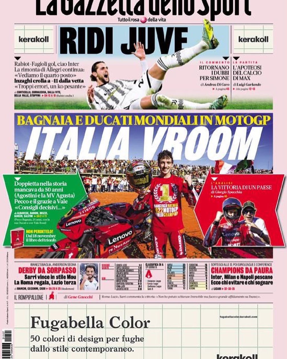 Le Prime Pagine Sportive Internazionali – 28 novembre