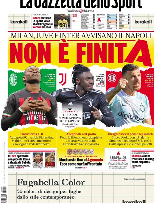 Le Prime Pagine Sportive Internazionali – 28 novembre