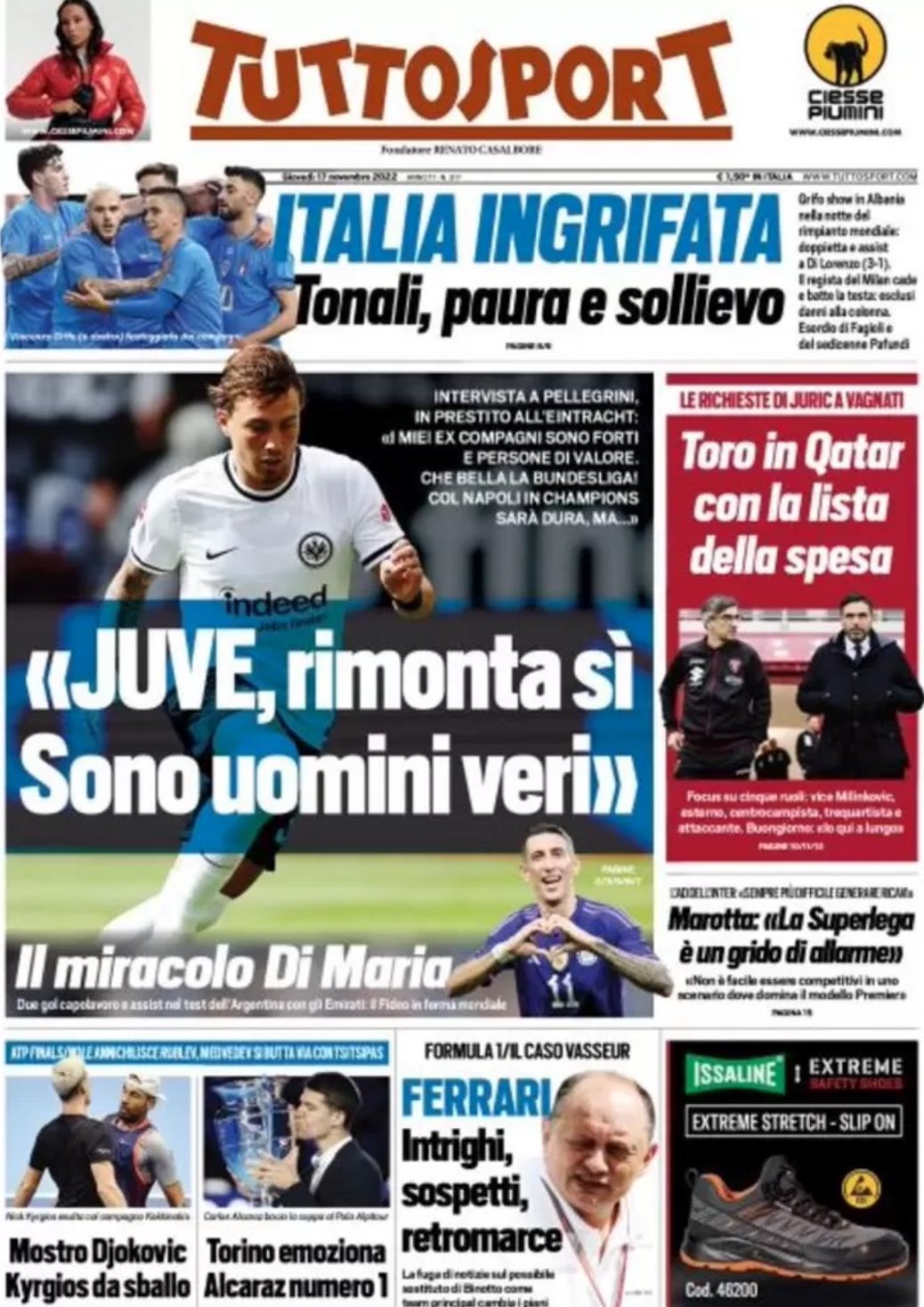 Le Prime Pagine Sportive Internazionali – 28 novembre