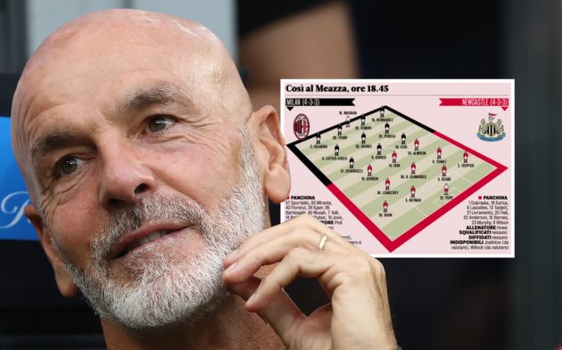 Pioli formazione Milan Newcastle